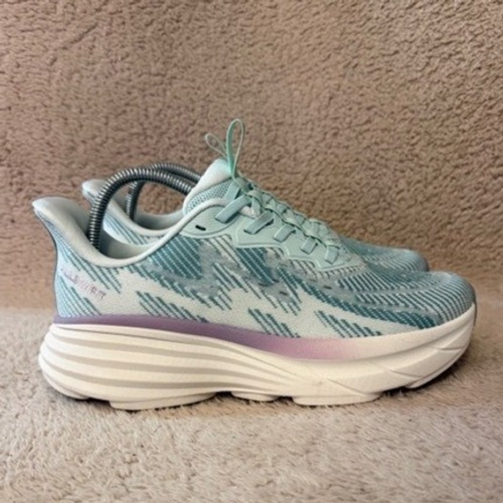 Allswift Womens 8.5 Running Shoes Mint Green Teal Chevron Knit Cushion Sneakers